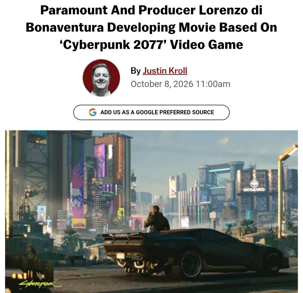 🔴 По Cyberpunk 2077 снимут ФИЛЬМ — за экранизацию взяласьhtt