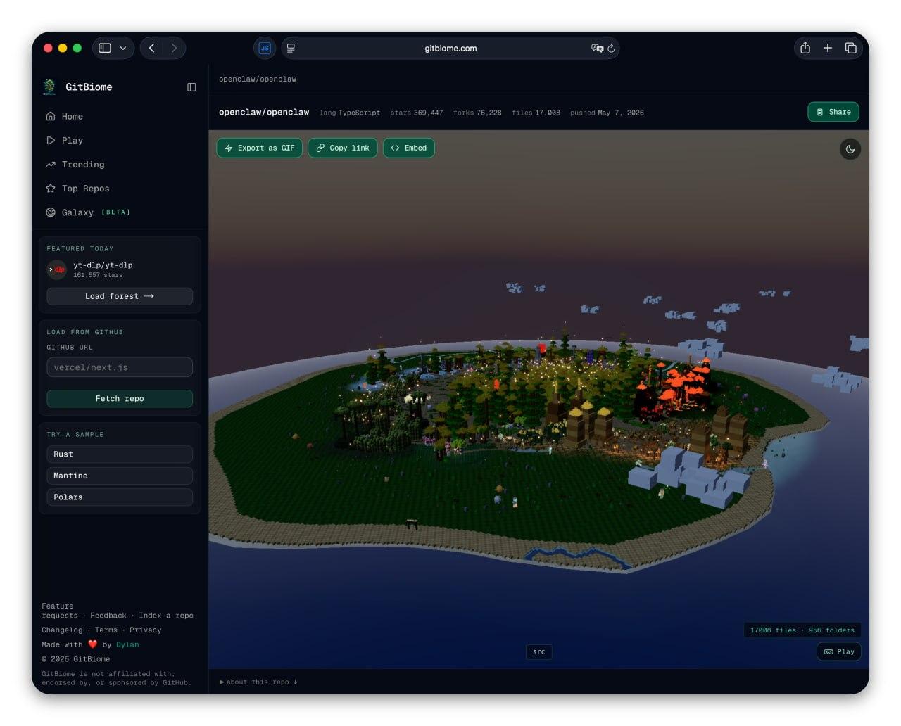 GitHub превратили в Minecraft: репозитории стали биомами
