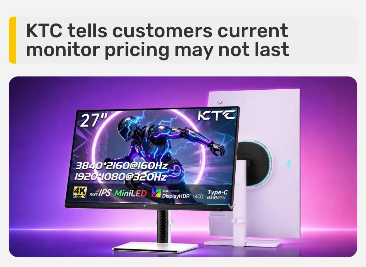 Цены на мониторы вырастут: AOC и KTC предупредили покупателей
