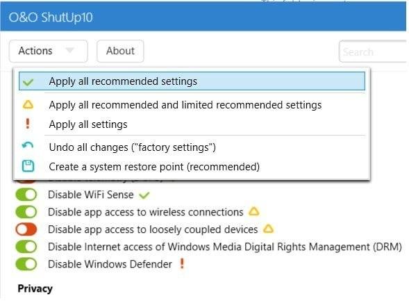 Как отключить телеметрию Windows: утилита O&O ShutUp10++