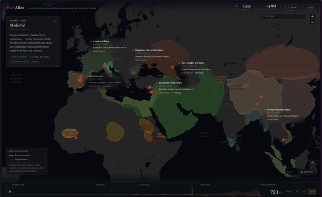 Интерактивная карта всех 1340 войн за 5000 лет истории человечества