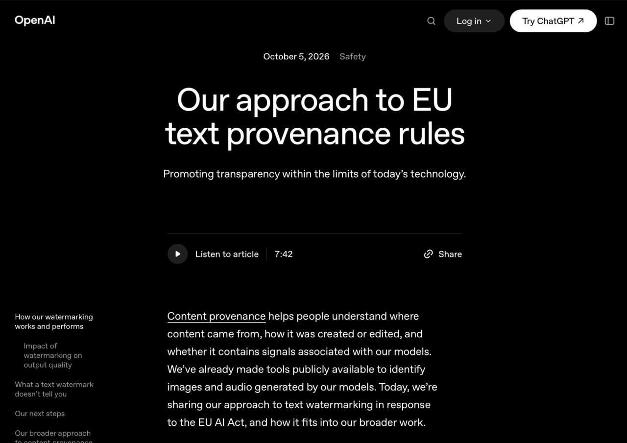 🔴 В тексты из ChatGPT и Codex добавят «водяные знаки» — Open