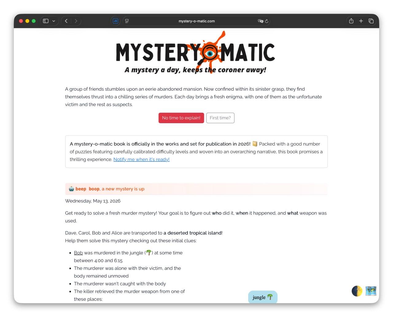 Mystery-o-Matic: онлайн-детектив, где каждый день новое расследование