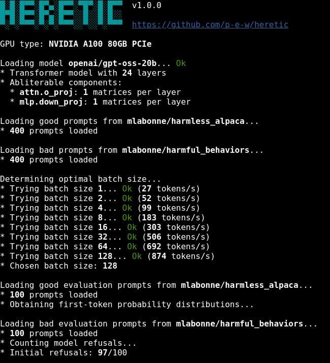 Heretic на GitHub: как одной строкой код удаляет цензуру в нейросетях
