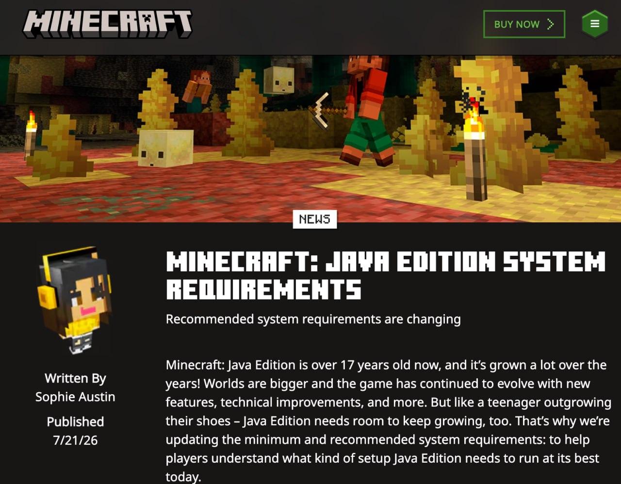 Minecraft повысил системные требования: теперь нужно 16 ГБ ОЗУ