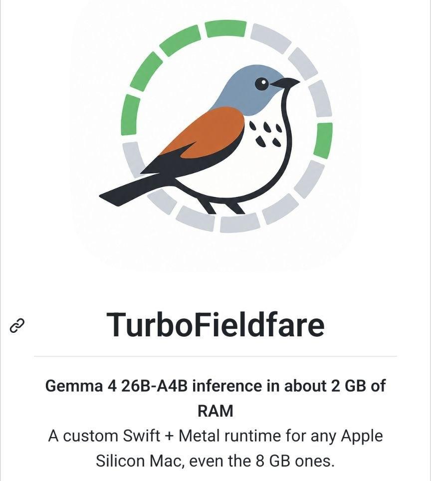 Запуск Gemma 4 26B на MacBook Air M2 всего за 2 ГБ ОЗУ